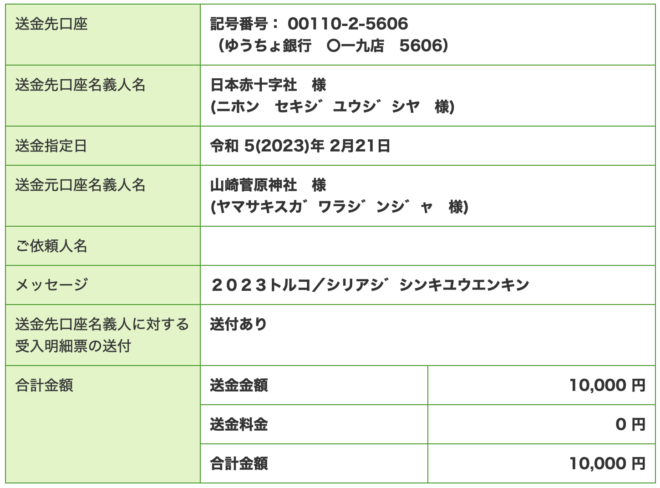 寄附のご報告